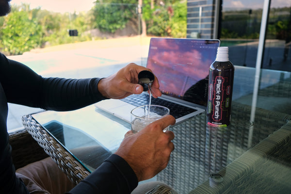 Pack A Punch bottle on ice — Australian-made paraxanthine energy concentrate